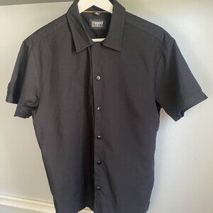 STRAIGHT TO HELL BLACK SHORT SLEEVE BUTTON UP SHIRT